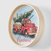 ヴィンテージレッドトラッククリスマスツリー 壁時計 (傾斜)