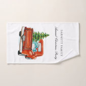 ヴィンテージレッドトラッククリスマスパーソナライズされたパーティー ハンドタオル (ハンドタオル)