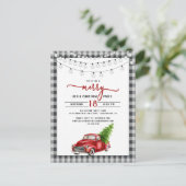 ヴィンテージレッドトラッククリスマスパーティの招待状 ポストカード (スタンド正面)