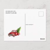 ヴィンテージレッドトラッククリスマスパーティの招待状 ポストカード (裏面)