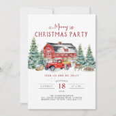 ヴィンテージレッドトラッククリスマスパーティの招待状 招待状 (正面)
