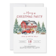 ヴィンテージレッドトラッククリスマスパーティの招待状