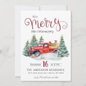 ヴィンテージレッドトラッククリスマスパーティの招待状 招待状 (正面)
