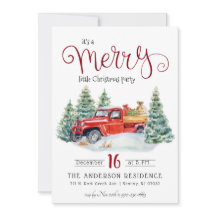 ヴィンテージレッドトラッククリスマスパーティの招待状