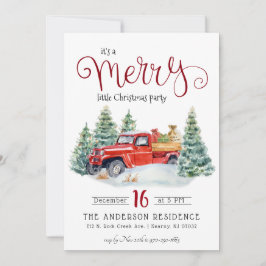 ヴィンテージレッドトラッククリスマスパーティの招待状 招待状