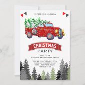 ヴィンテージレッドトラッククリスマスパーティー 招待状 (正面)
