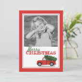 ヴィンテージレッドトラッククリスマスフォトカードヴィンテージ シーズンカード (スタンド正面)