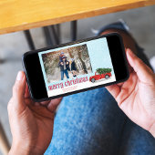 ヴィンテージレッドトラッククリスマスフォトカード1枚の写真 シーズンカード