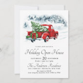 ヴィンテージレッドトラッククリスマスホリデーオープンハウス 招待状 (正面)