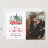 ヴィンテージレッドトラッククリスマスホリデーフォト シーズンカード (正面)