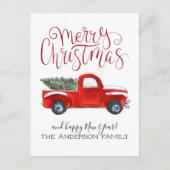 ヴィンテージレッドトラッククリスマスポストカード シーズンポストカード (正面)