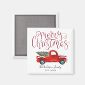 ヴィンテージレッドトラッククリスマスマグネット マグネット (正面/裏面)