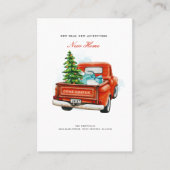 ヴィンテージレッドトラッククリスマスムービングニューホームカード 名刺 (正面)