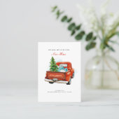 ヴィンテージレッドトラッククリスマスムービングニューホームカード 名刺 (スタンド正面)