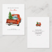 ヴィンテージレッドトラッククリスマスムービングニューホームカード 名刺 (正面/裏面)