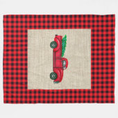 ヴィンテージレッドトラッククリスマスラージフリースブランケット フリースブランケット (正面(横))