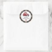 ヴィンテージレッドトラッククリスマス差出人住所ラベル ラウンドシール (バッグ)