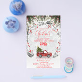 ヴィンテージレッドトラッククリスマス招待状 チラシ (シングル)