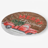 ヴィンテージレッドトラッククリスマス紙プレート ペーパープレート (アングル)