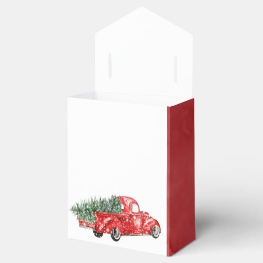 ヴィンテージレッドトラッククリスマス結婚式の引き出物ボックス フェイバーボックス (オープン)