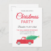 ヴィンテージレッドトラッククリスマス インビテーションポストカード (正面/裏面)
