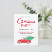 ヴィンテージレッドトラッククリスマス インビテーションポストカード (スタンド正面)