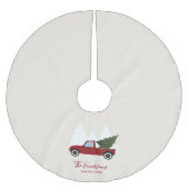 ヴィンテージレッドトラッククリスマス ブラッシュドポリエステルツリースカート (正面)