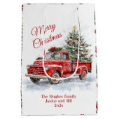 ヴィンテージレッドトラッククリスマス ミディアムペーパーバッグ (裏面)