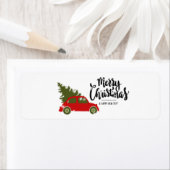 ヴィンテージレッドトラッククリスマス ラベル (インサイチュ)