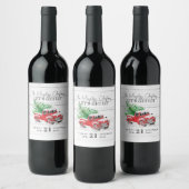 ヴィンテージレッドトラッククリスマス ワインラベル (ボトル)