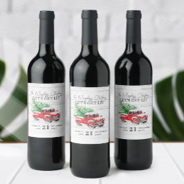 ヴィンテージレッドトラッククリスマス ワインラベル