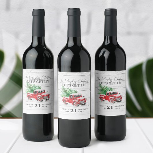 ヴィンテージレッドトラッククリスマス ワインラベル