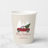 ヴィンテージレッドトラッククリスマス 紙コップ (正面)