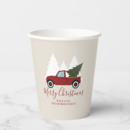 ヴィンテージレッドトラッククリスマス 紙コップ