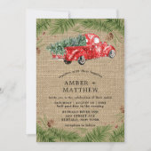 ヴィンテージレッドトラックスノーバーラップ結婚式招待状 (正面)