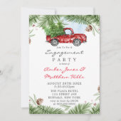 ヴィンテージレッドトラックスノー婚約パーティ 招待状 (正面)