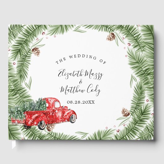 ヴィンテージレッドトラックスノー結婚クリスマスゲストハウス ゲストブック (正面)
