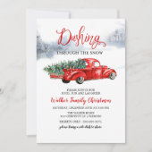 ヴィンテージレッドトラックツリークリスマス招待状 招待状 (正面)