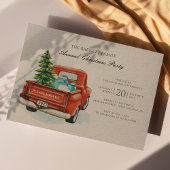 ヴィンテージレッドトラックツリーファミリークリスマスパーティー 招待状