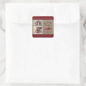 ヴィンテージレッドトラックツリー2写真クリスマス スクエアシール (バッグ)