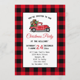 ヴィンテージレッドトラックトイズクリスマスパーティー 招待状