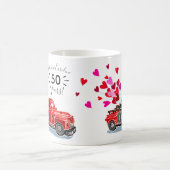 ヴィンテージレッドトラックハート記念日の名前の追加 コーヒーマグカップ (中央)