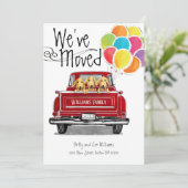 ヴィンテージレッドトラックバルーンラブラドール犬が動く 案内状 (スタンド正面)