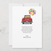 ヴィンテージレッドトラックバルーンラブラドール犬が動く 案内状 (裏面)