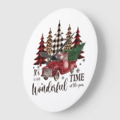 ヴィンテージレッドトラックパインツリー ラージ壁時計 (傾斜)