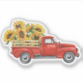 ヴィンテージレッドトラックヒマワリ シール (正面)