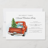 ヴィンテージレッドトラックビジネスクリスマスパーティー 招待状 (正面)