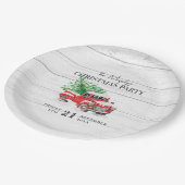 ヴィンテージレッドトラックファミリー名クリスマス ペーパープレート (アングル)