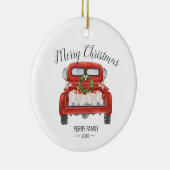 ヴィンテージレッドトラックファミリー セラミックオーナメント (右)