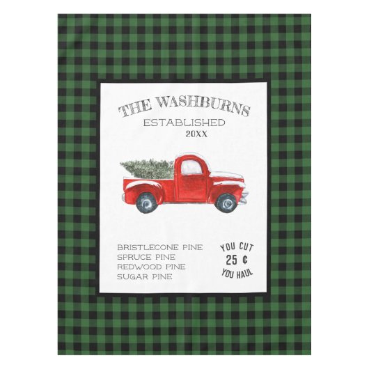 ヴィンテージレッドトラックファームハウスクリスマステーブルクロス テーブルクロス (正面)